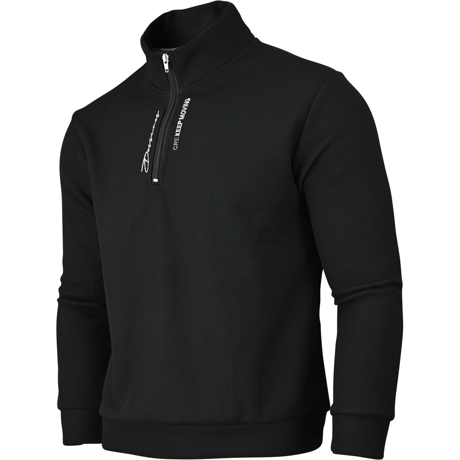 Soltice Herren Langarm Sweatshirt mit Brusttasche, Gestreifter Strickpullover mit Kragen, Meliert, Winter Baumwoll Poloshirt (M bis 3XL) - 3