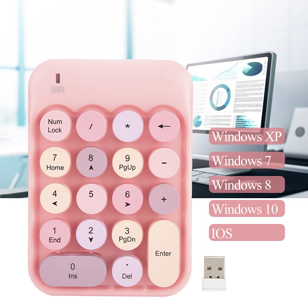 FELiCON x AJAZZ AK18 Draadloos Numeriek Toetsenbord, Draagbaar 2,4 GHz Numeriek Toetsenbord met Retro Ronde Sleutel en USB-Ontvanger Digitaal