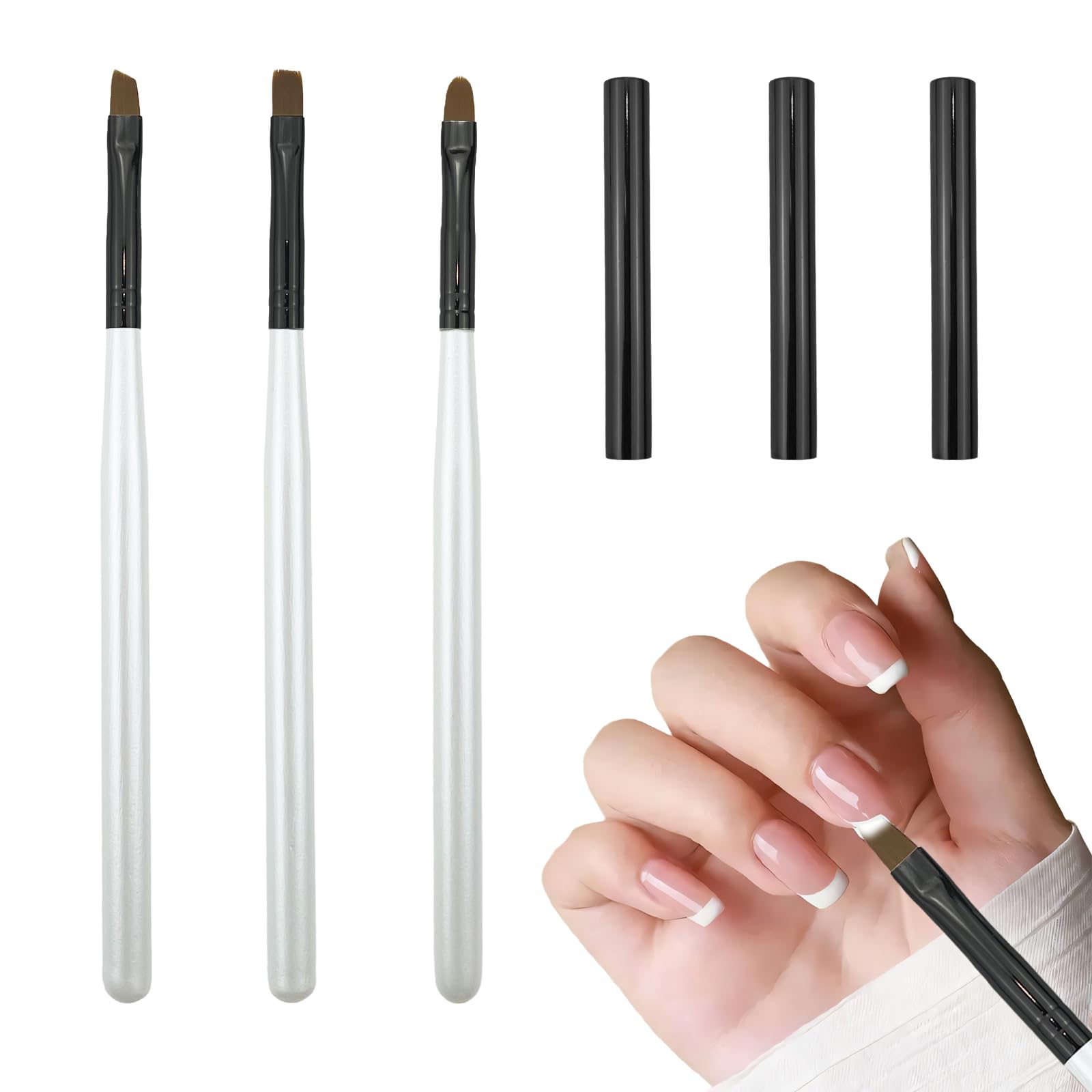 3 Pack Nail Polish Brush White Nail Polish Pen for cleaning fingernails Nail Art Clean Up Brushes Fingernai Cleaning Brushes for Nail Art and Designs