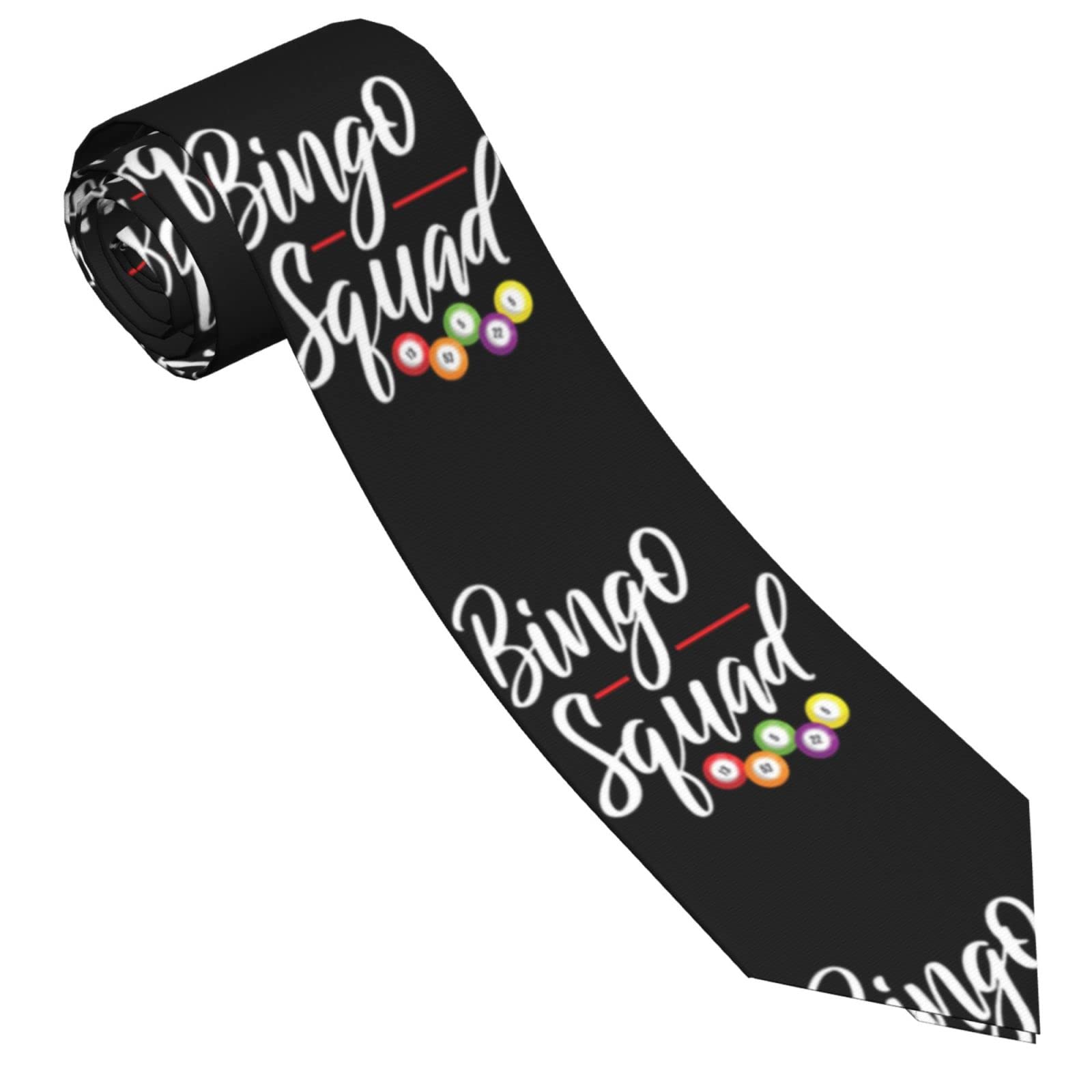 GILIOS Mens Graphic Necktie Funny Bingo Squad Fun Printed Office Neck Tie For Men