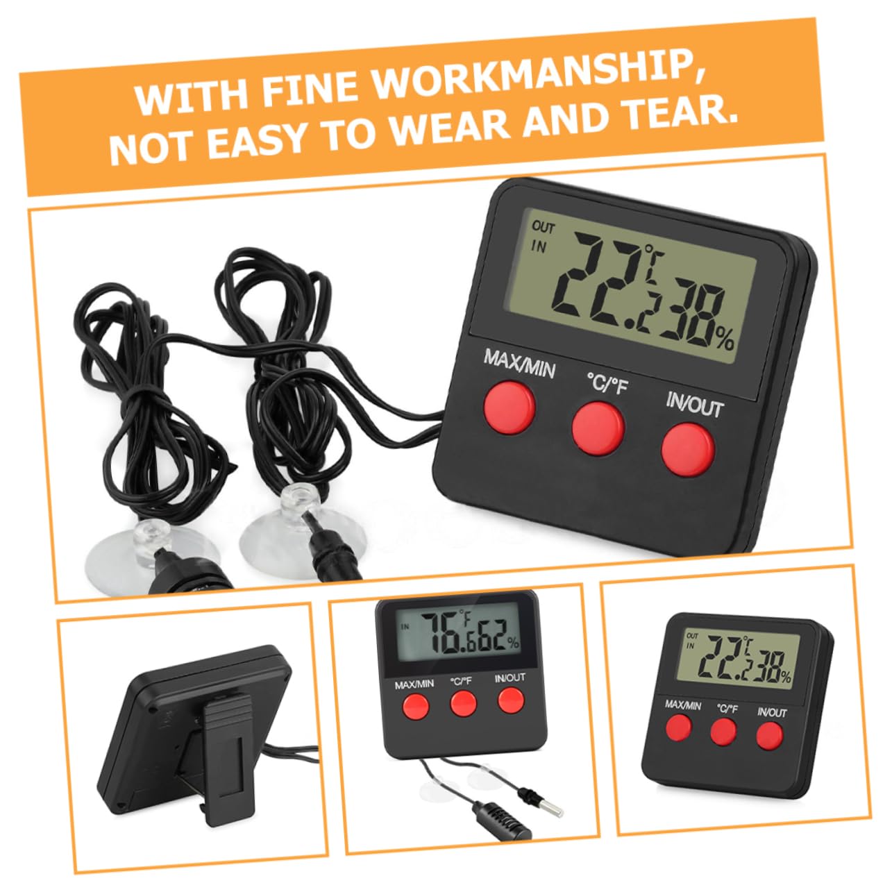 COLLBATH 4sätze Hygrometer Und Thermometer Für Terrarien Präzise Temperatur Und Luftfeuchtigkeitsmessung Für Reptilien Und Eier-inkubation Einfach Zu Montieren