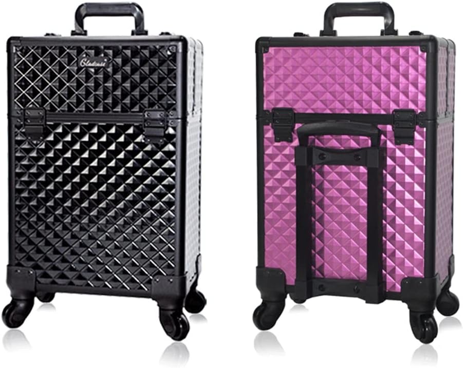 Multifunctional Large-Capacity Wheeled Suitcase, Women's Trolley Cosmetic Case, Travel Cosmetic Bag Trolley Case, 34*24*54cm, Purple