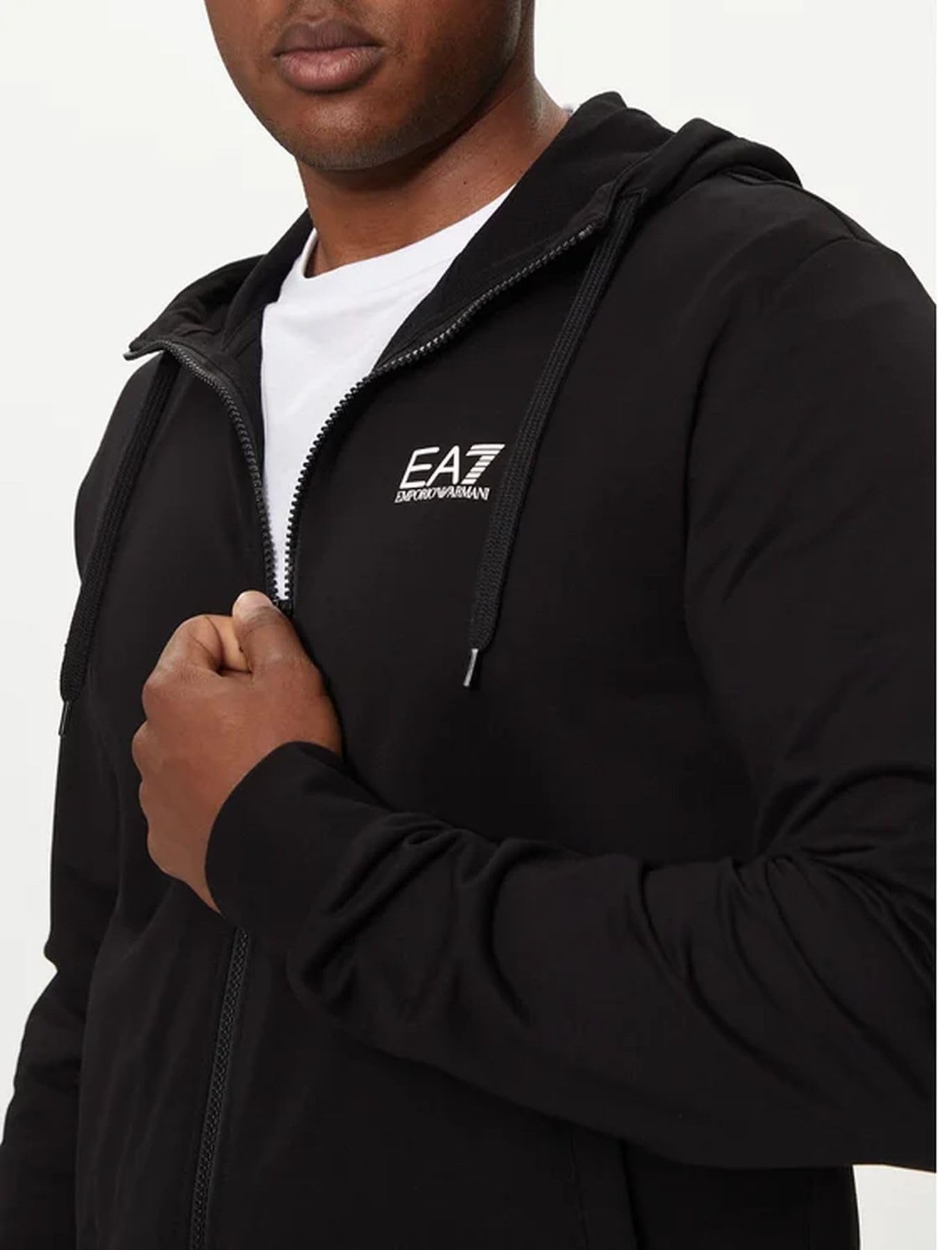 EA7 Uomo Tuta Con Cappuccio Zippe, Nero/Oro
