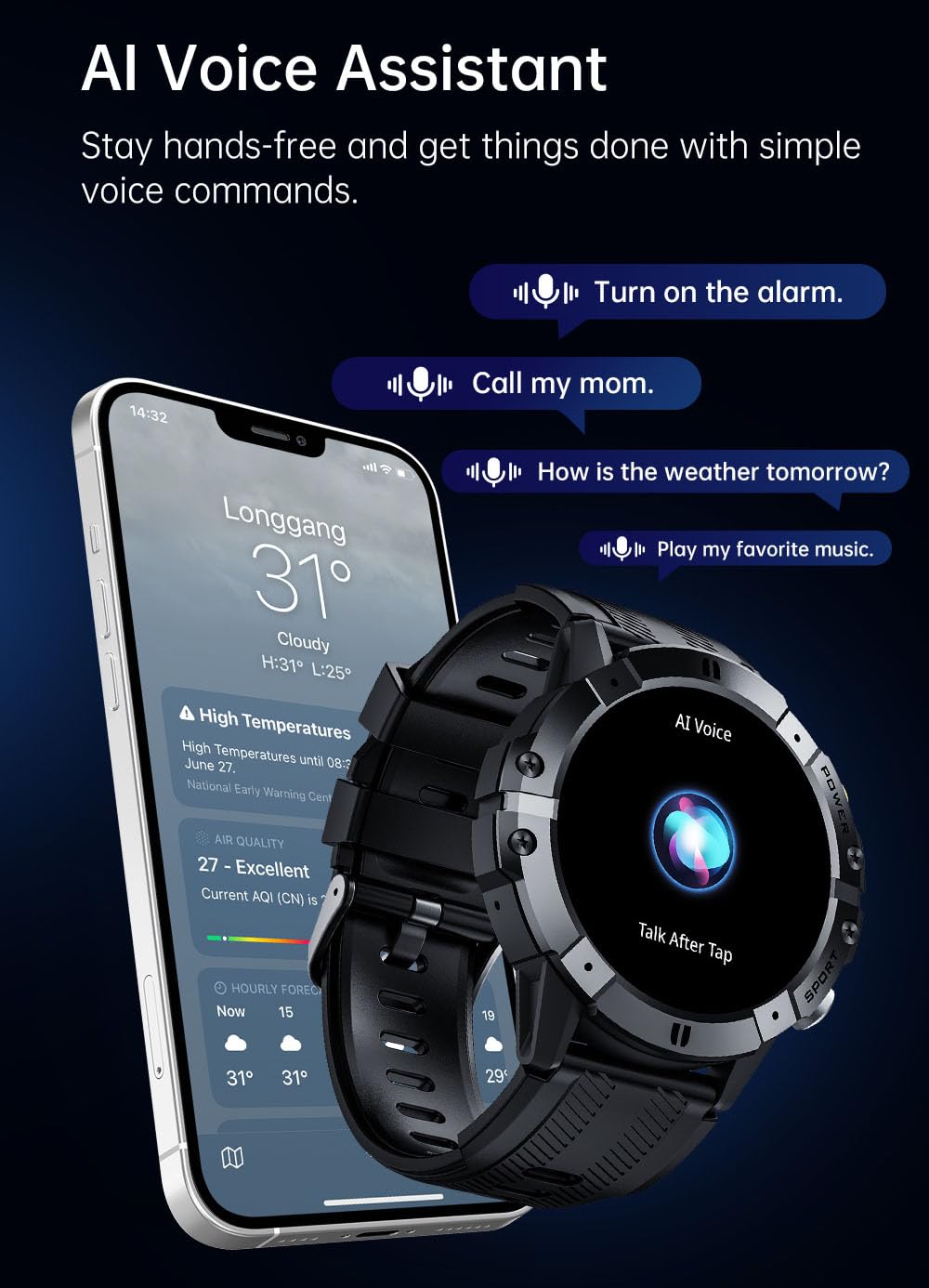 FOSSiBOT C29 Smartwatch Uomo Donna con Effettua o Risposta Chiamate,Orologio Intelligente Fitness con Chiamate Bluetooth,Smart Watch Tracker 100+ Modalità Sportive,IP68 Smart Watch per Android iOS