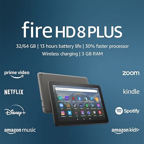 Amazon Fire HD 8 Plus tablet, 8” HD Display, 32