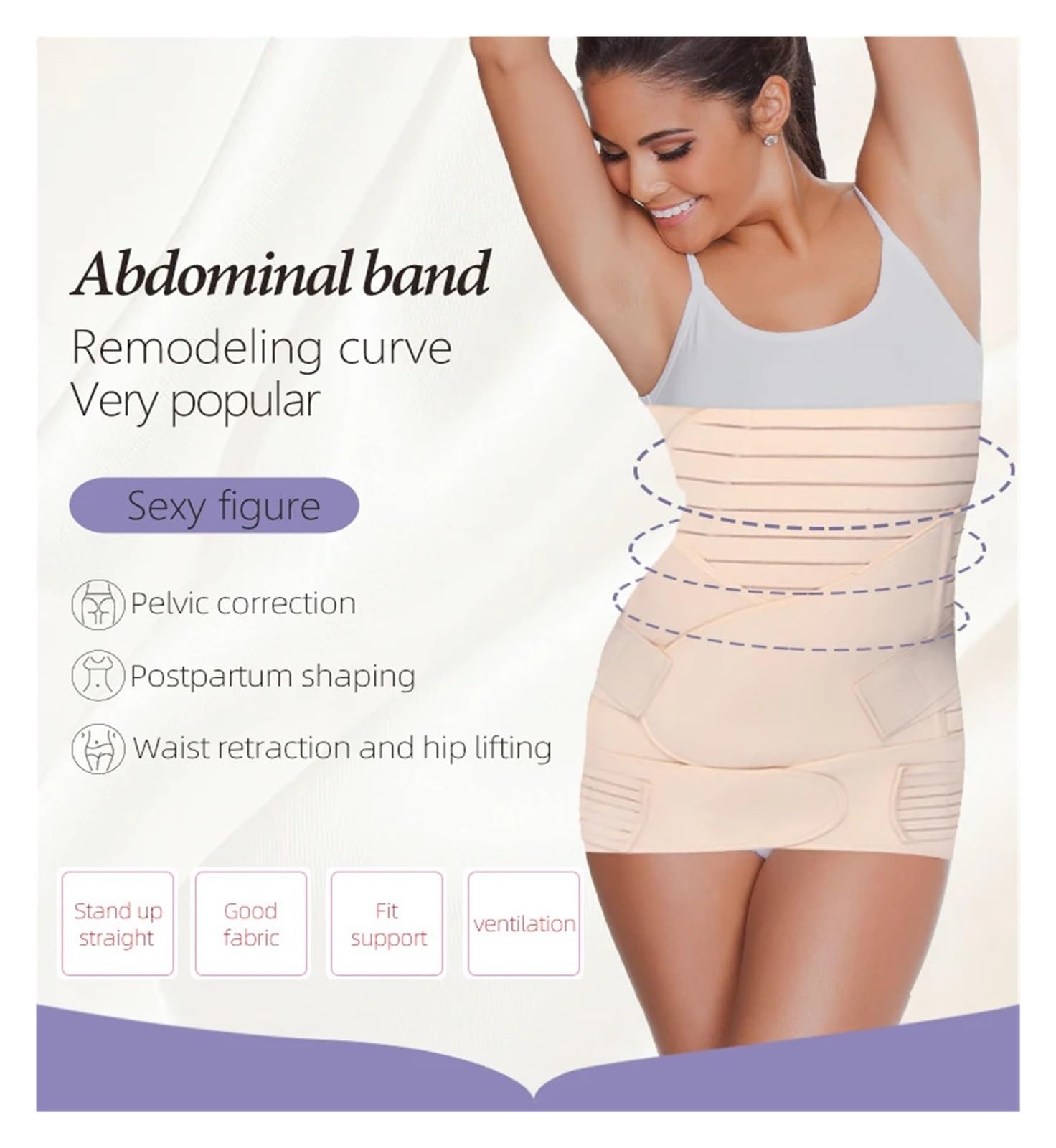 Ceinture Abdominale pour Femme Ceinture Amincissante 3 en 1 for Femmes, Soutien Post-Partum, Ceinture Abdominale, Compression Abdominale