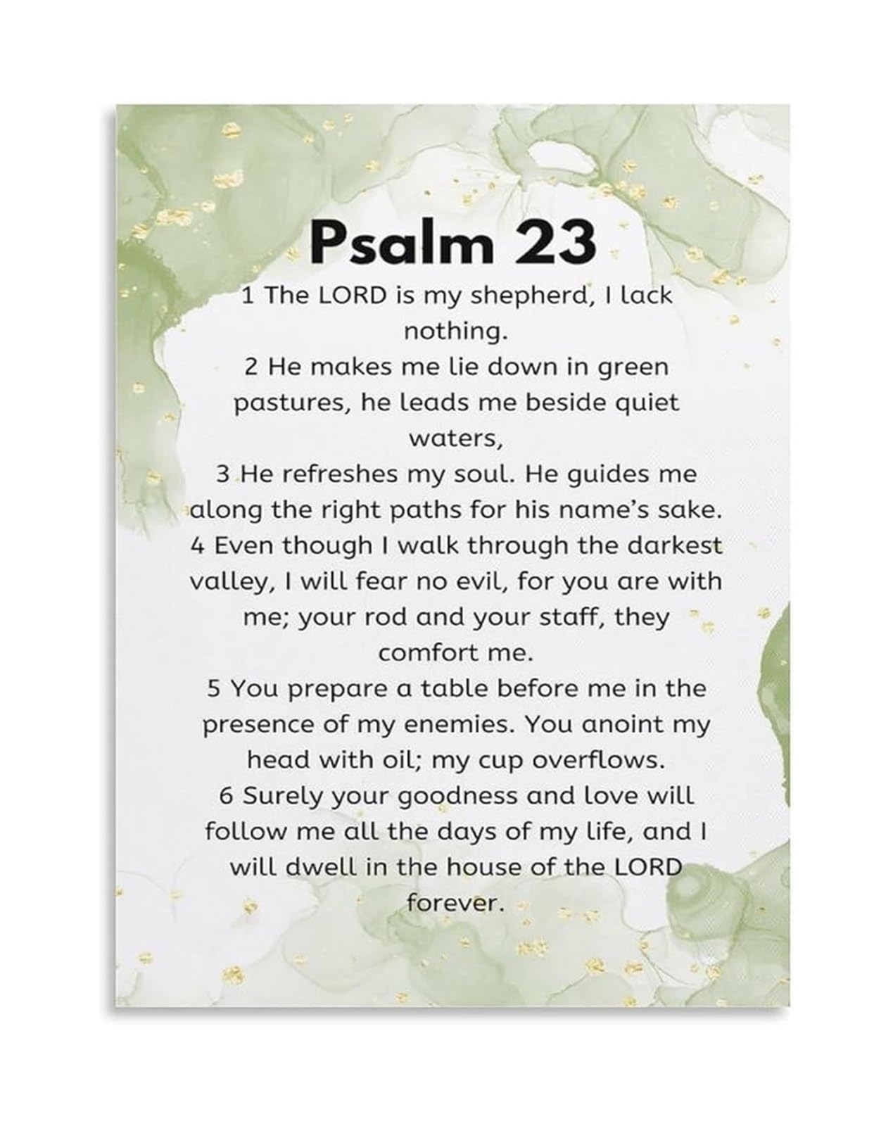 BYLSAGWHT Psalm 23 The Lord Is My Shepherd Poem Poster Christian Bible Verse Wall-Art Religious Home Decor