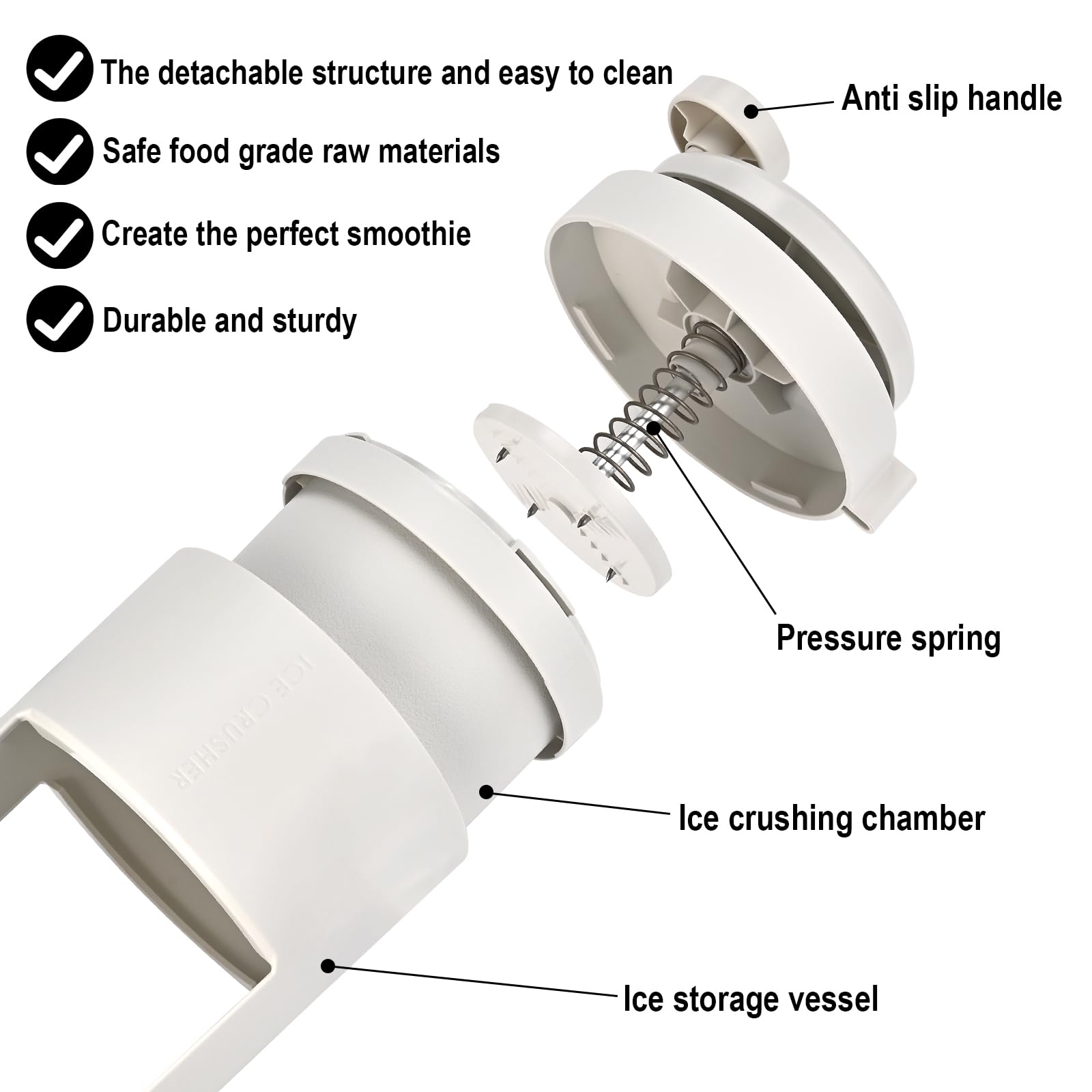 Máquina de afeitar de hielo portátil y máquina de cono de nieve, máquina de hielo afeitado manual de alta calidad para el hogar con manivela, máquina de granizado y trituradora de hielo. Ideal 2