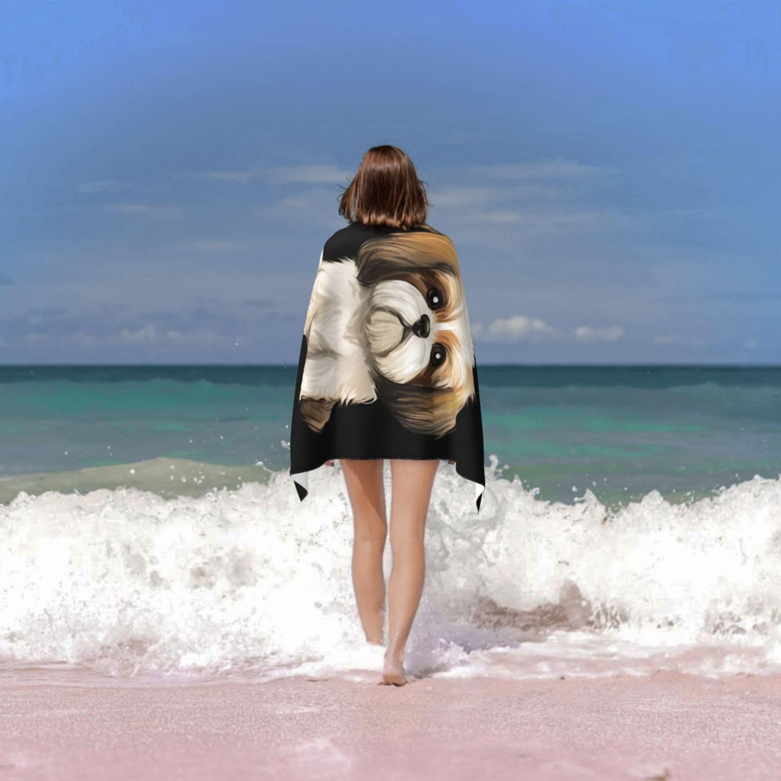 Amazon｜萌え シー・ズー 犬柄 バスタオル 大判 吸水速乾