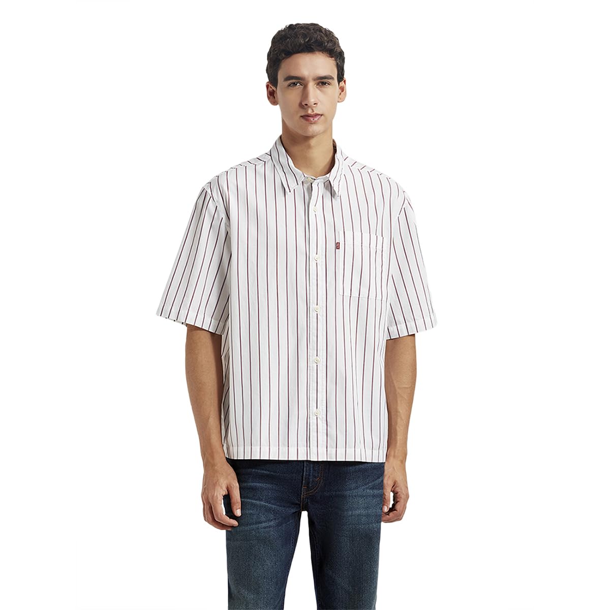 Levi's Men's Striped Boxy Shirt Blue : Amazon.in: Clothing