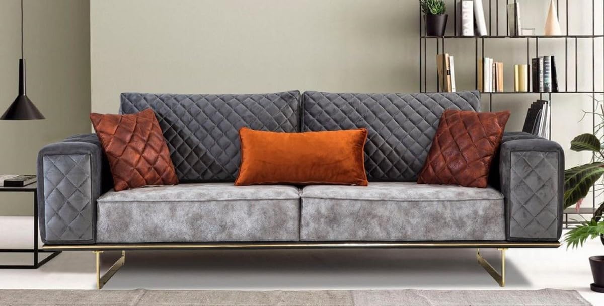Casa Padrino luksusowa sofa do łóżka, szara/złota, 230 x 91 x 80 cm - nowoczesna sofa do salonu - meble do salonu