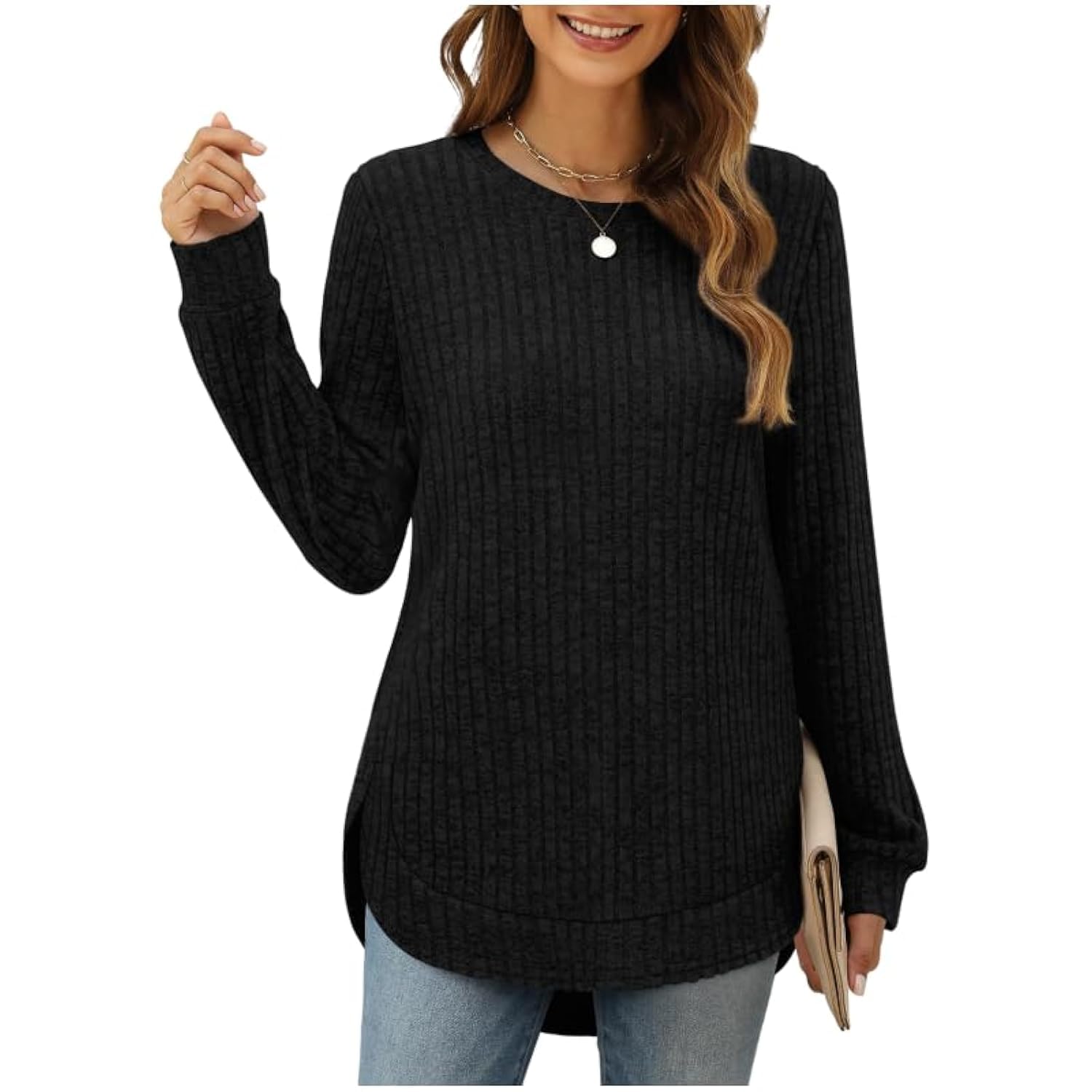 Women Fashion Sweaters Long Sleeve top Fall Clothes Trendy T-Shirt Blouse