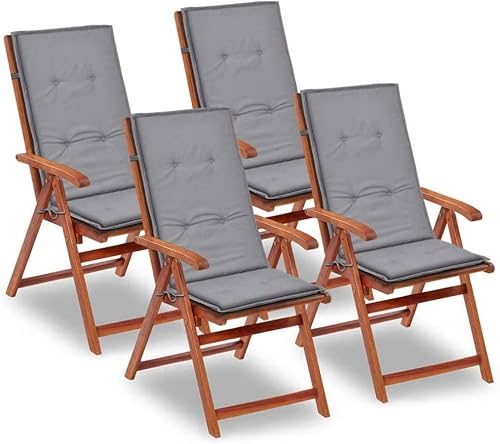 Cojines para sillas de jardín, cojines para sillas de patio al aire libre, juego de 4 cojines para sillas de patio con respaldo alto para muebles de