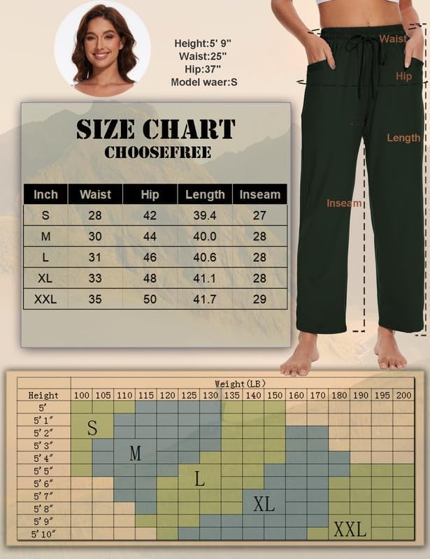 Women's Casual Pant with 3 Pockets Straight Leg Lounge Swaetpants Drawstring Lightweight Comfy Pajama Pants - Image 7
