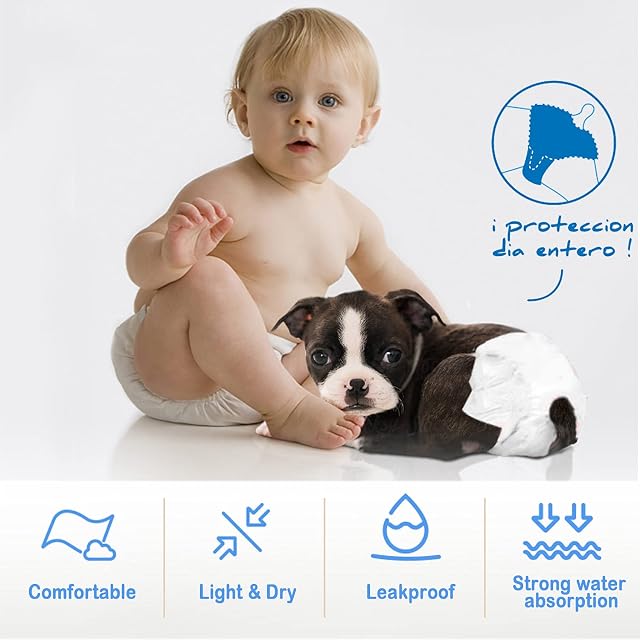Foto 3 de 5 de BPS 16 Pcs Braguita Higiénica Pañal Sanitarios para Perro Mascotas Fisiológicas Bragas Higiénicas 5 Tamaños…