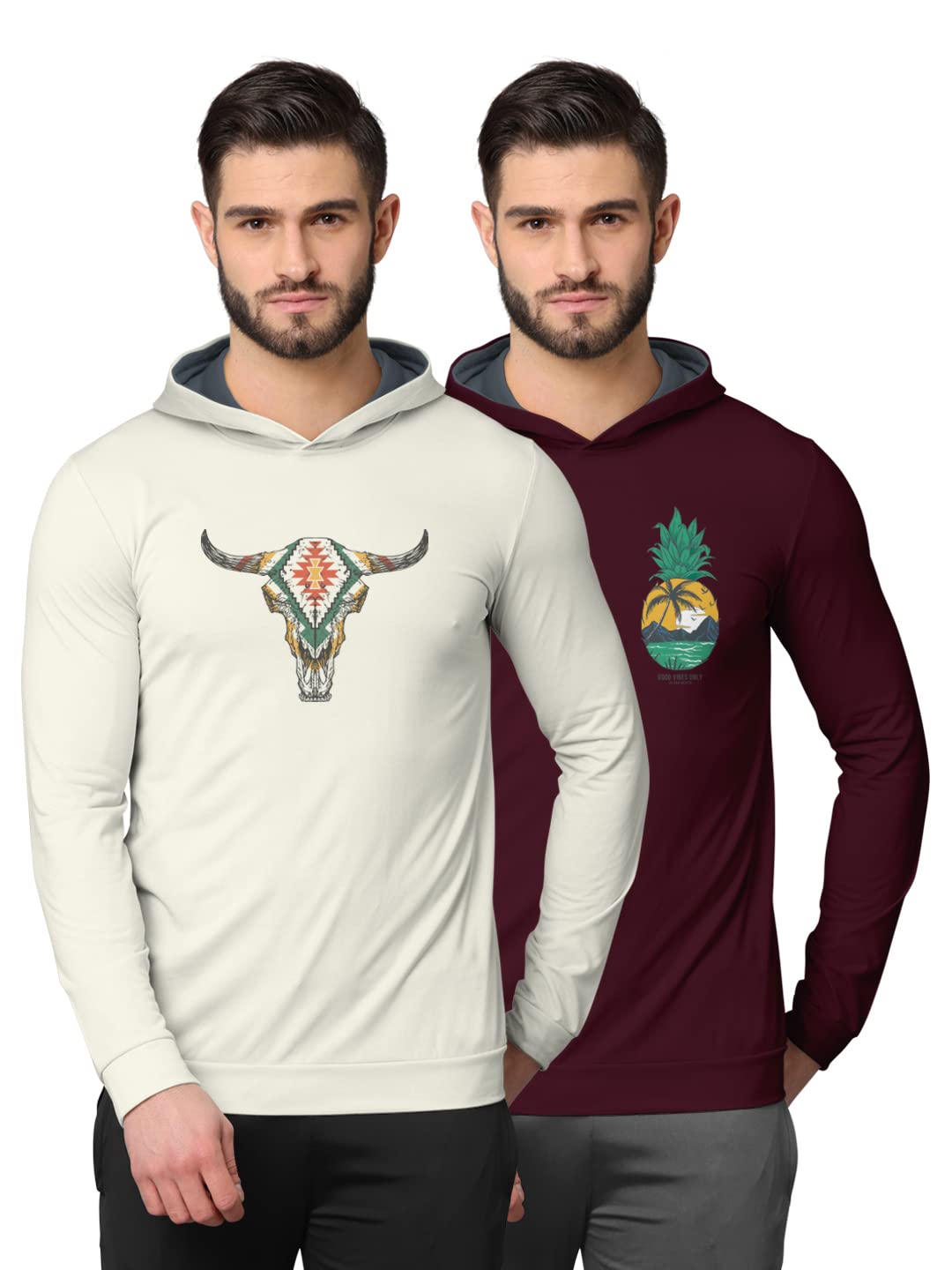 Trendy Front & Back Printed Fullsleeve Hooded Sweatshirt for Men -Combo Pack of 2