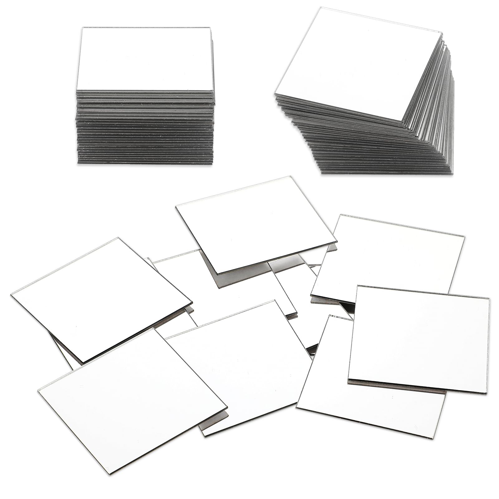 Suapouen Lot De 30 Mini Carreaux De Miroir Autocollants En Acrylique Carrés Haute Définition Pour Travaux Manuels 10 X 10 Cm