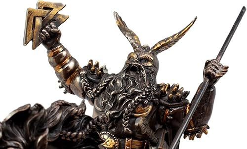 Miniatura 2 de Ebros Gift Dios vikingo nórdico grito de batalla Alfather Odin montando en Sleipnir to Hel Figurine 9" L Gods of Mythology Asgard Padre of Thor