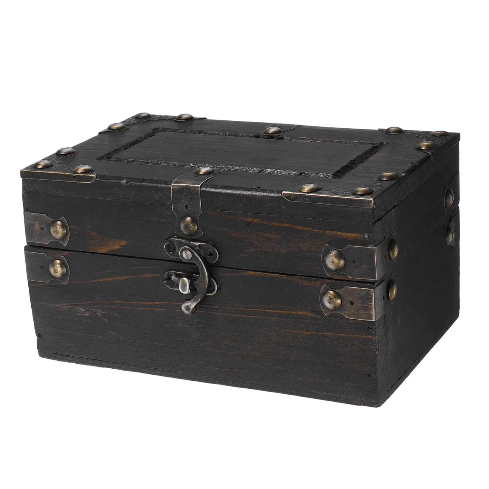 Trésor vintage boîte décorative haut de gamme Healvian avec finitions bois