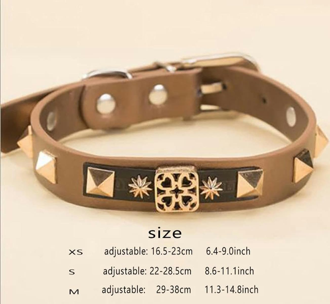Collier réglable en Cuir PU pour Chien et Chat - avec Rivets Pointus - pour Petits Chiens, Chiots, Chats - Bleu - M