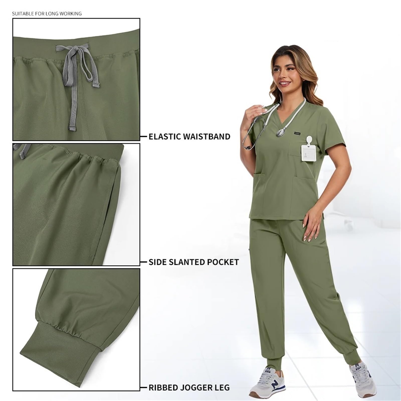 Uniforme Sanitario Mujer Beauty Salon Work Wear Top-Pants SPA Nursing Tunic Suit