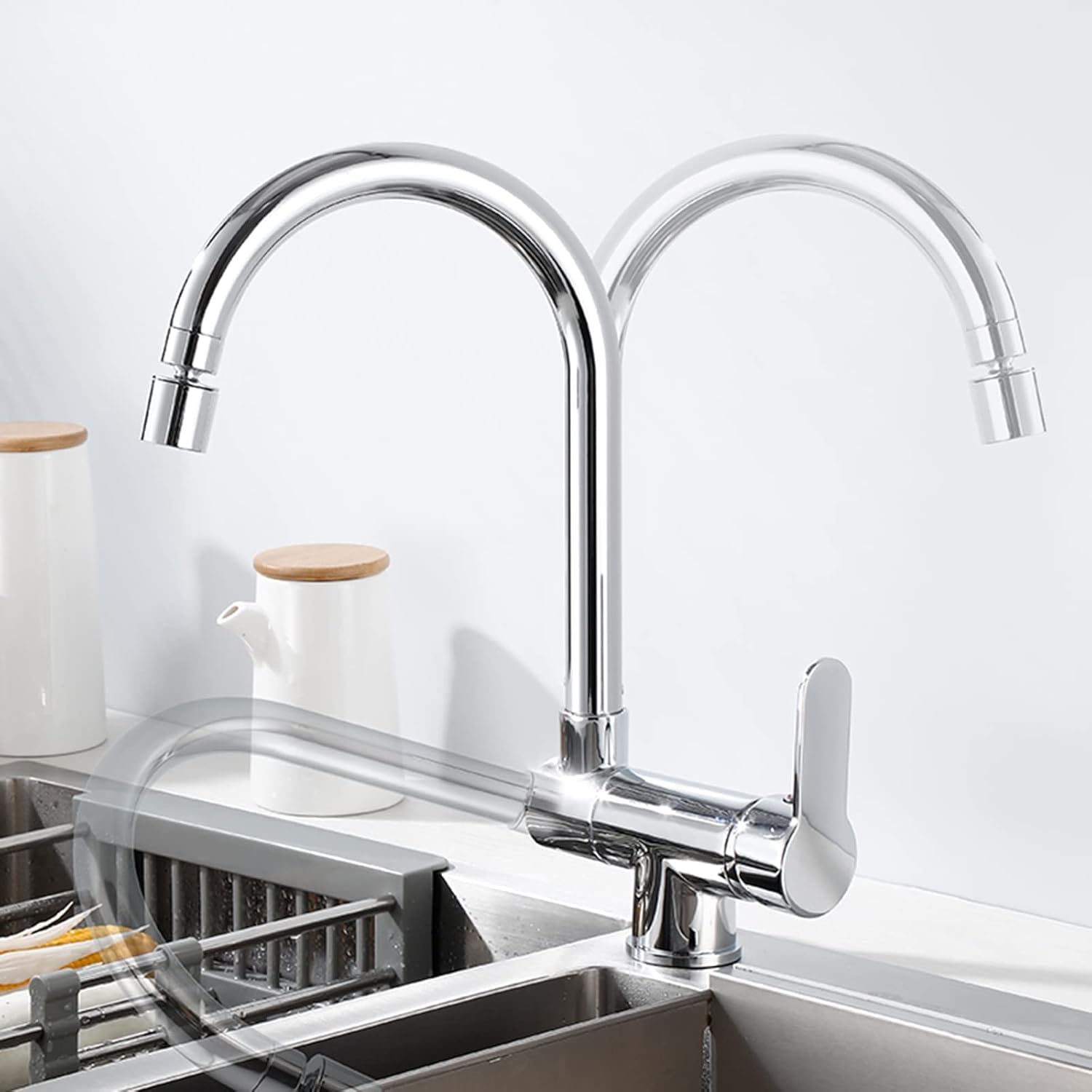 Robinet de cuisine pliable sous fenêtre noir en laiton anti-encombrement