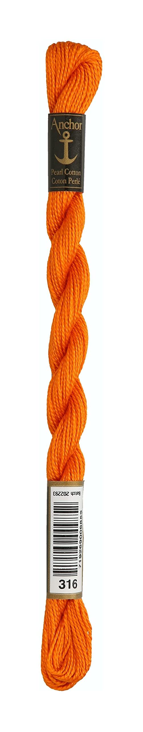 Anchor Pearl Thread, Embroidery Thread, Cotton, 00316 Orange, Orange