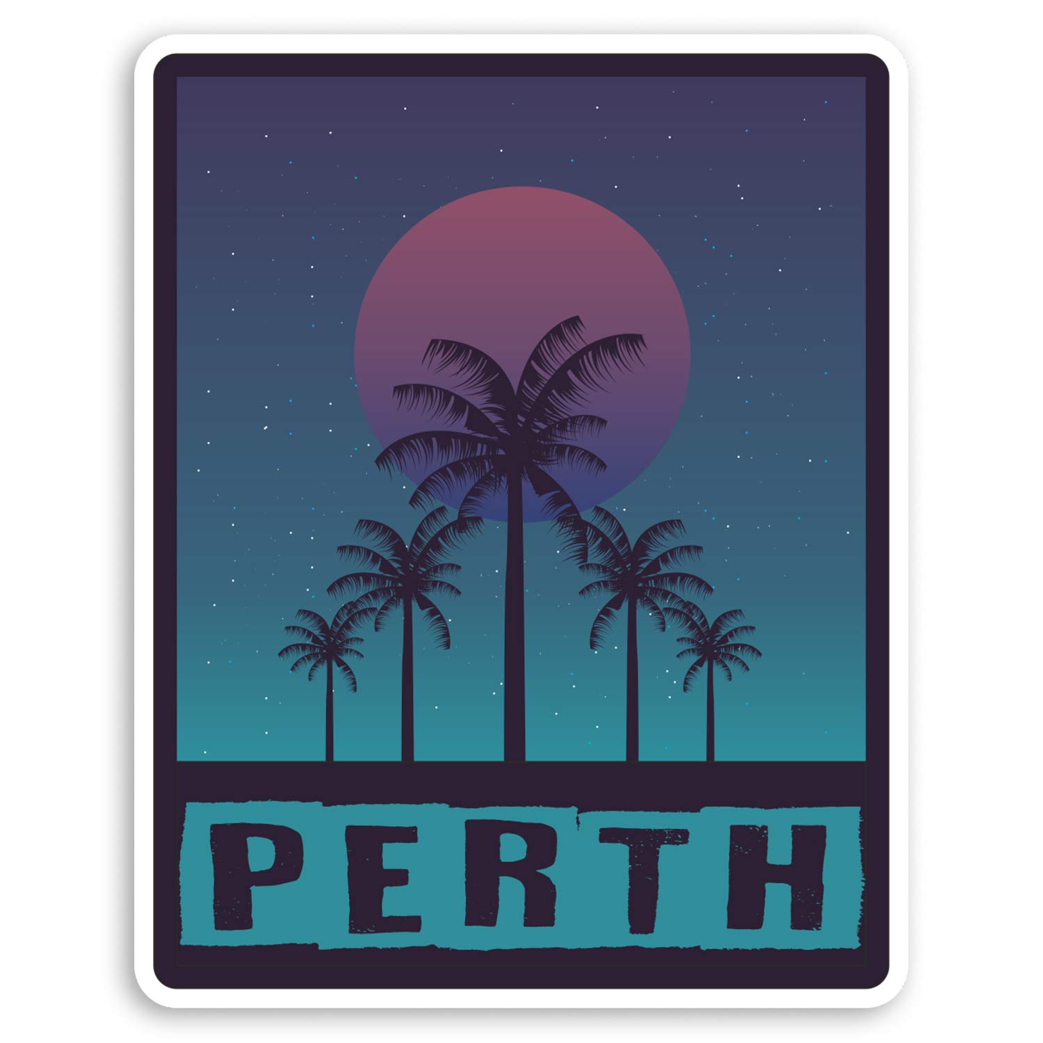 2 x 10cm Blue Perth Vinyl Stickers - Australia Tropical Luggage Sticker #30865 (10cm Tall)