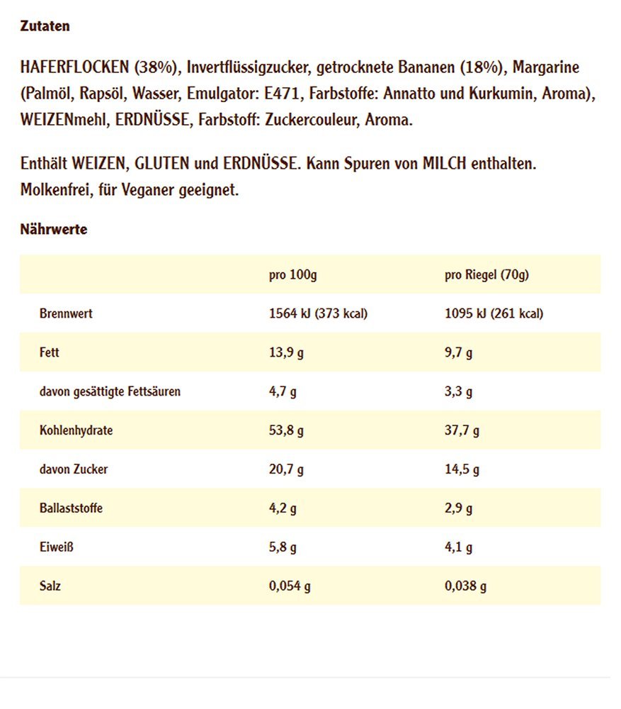 Davina Oat Snack Riegel, Banana Bread, 30 x 70 g, 1er Pack (1 x 2100 g)