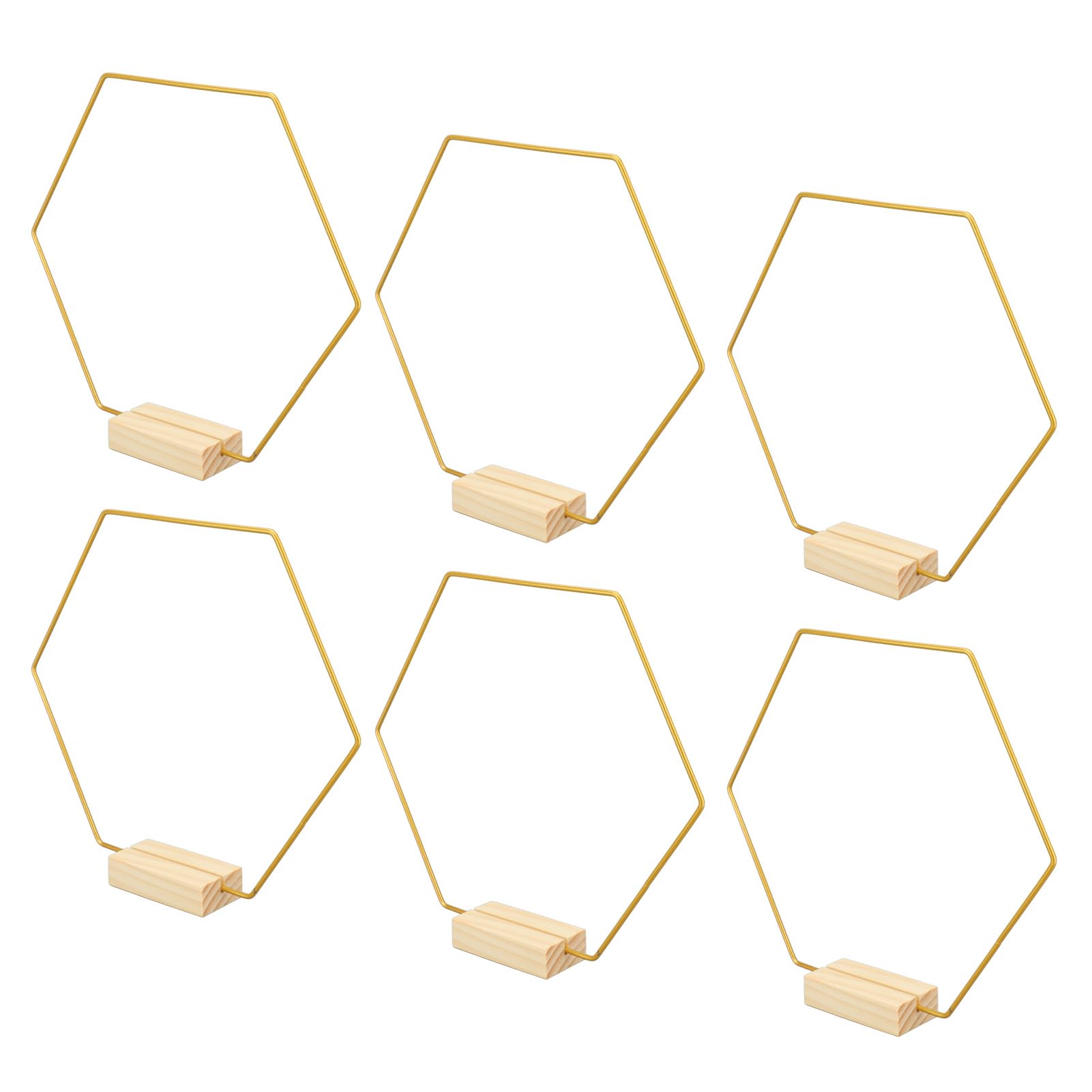Yctze 15pcs Gold Hexagonal Floral Hoop Centress avec des Supports en Bois pour la Décoration de Mariage, l'artisanat de Bricolage et les Créations de Macrame