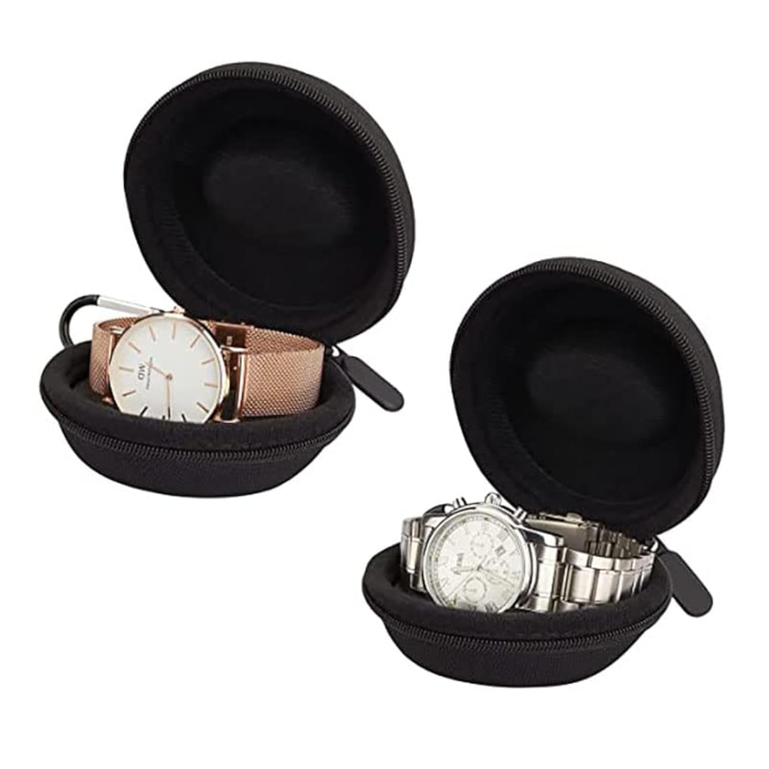 QYINXIUTravel Watch Case Single Storage Box, 2 Travel Watch Case, Single Watch Box With Zipper For Storage, Shock-Resistant Wristwatches Smart Watches Storage Holder Box, Fits All Wristwatches Up To 50mm