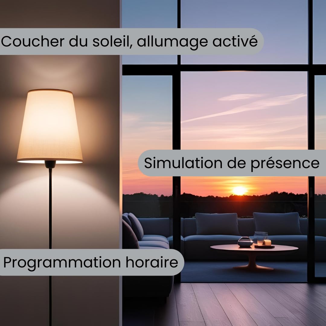 Konyks Priska Duo FR prise double Wi-Fi + BT, contrôle ON/OFF à distance, suivi de la consommation des 2 appareils simultanément, compatible Smartlife et Tuya, Amazon Alexa et Google Home