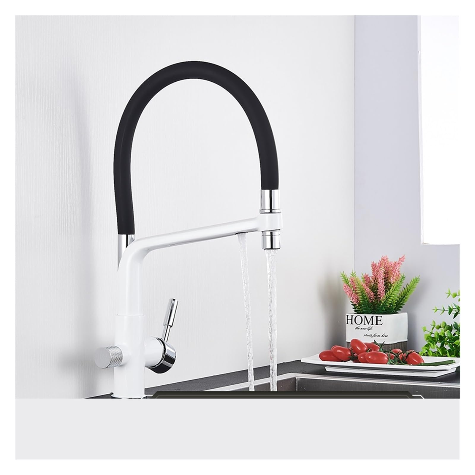 Robinet purificateur d'eau cuisine mitigeur filtre blanc chrome