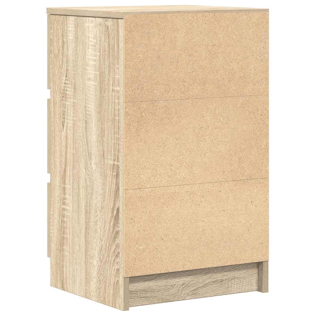 vidaXL Mesilla de Noche con 3 cajones Roble Sonoma 39x35x65 cm, mesilla de Noche, mesita Auxiliar para Dormitorio, Muebles de Dormitorio