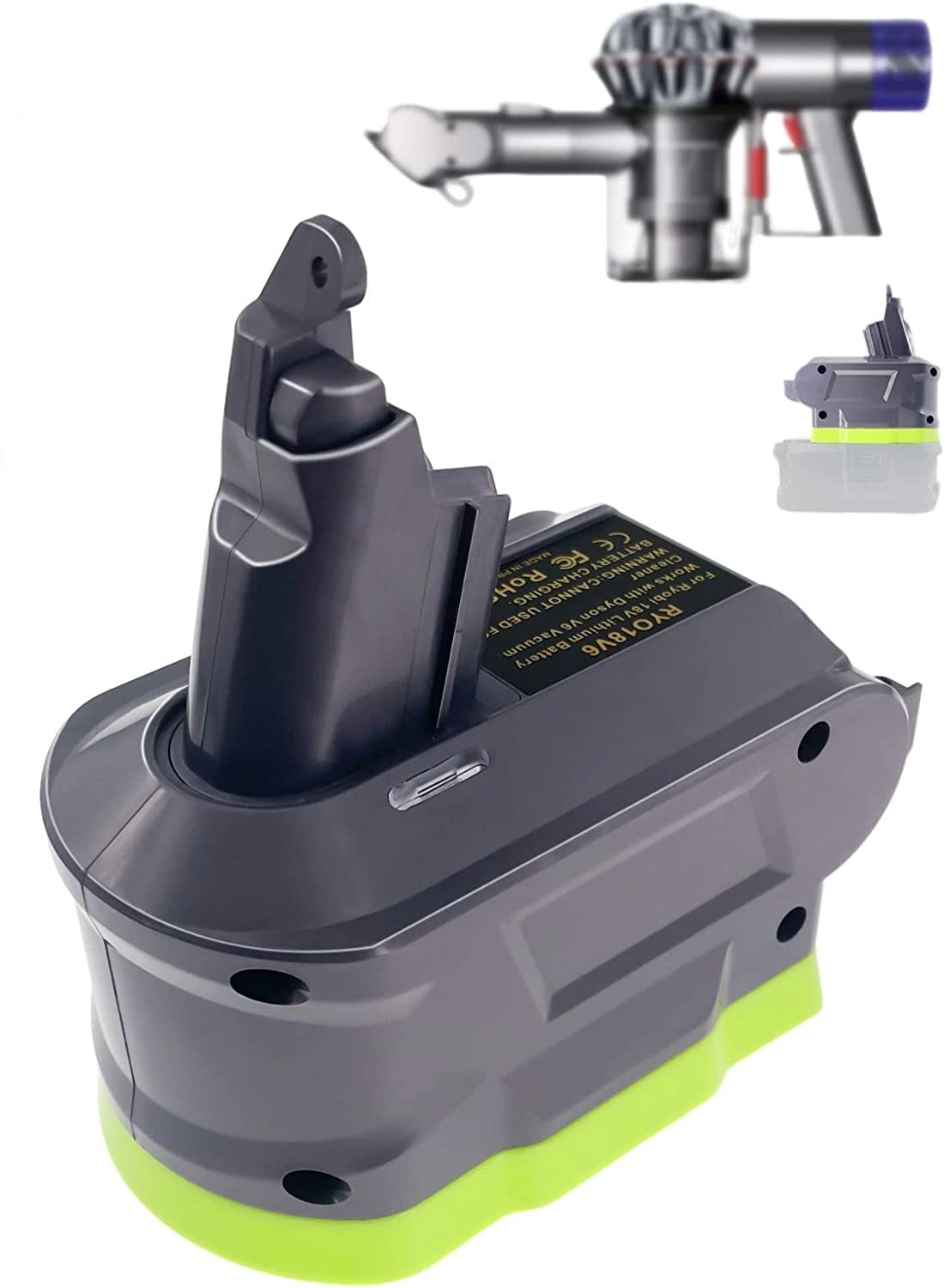 TEPULAS for Dyson V6 Battery Replacement Adapter for Ryobi 18V Lithium Battery, Compatible with Dyson V6 DC58 DC59 DC61 DC62 DC72 Absolute Animal Motorhead Vacuum Cleaner(V6 Adapter Only)