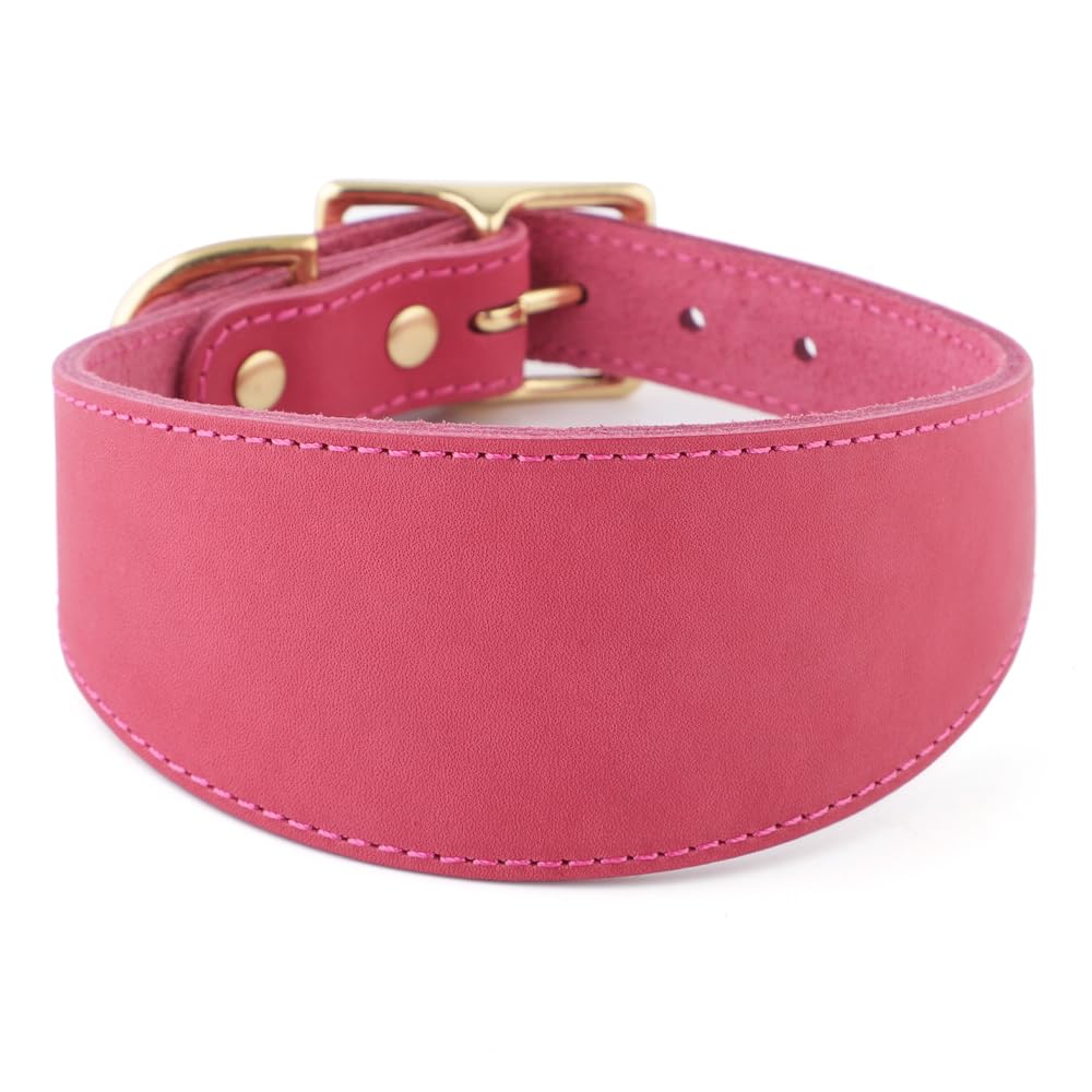 Snootiful Hound Leather Sighthound Collar | Fishtail Collar Ideal For Whippets, Greyhounds and Lurchers (Pink, 27-35cm) โ image 1
