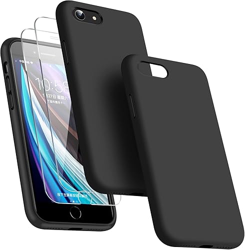 Dssairo Funda 3 en 1 para iPhone SE 2022320202 generación, iPhone 78, con 2 protectores de pantalla, funda ultradelgada de silicona líquida a prueba