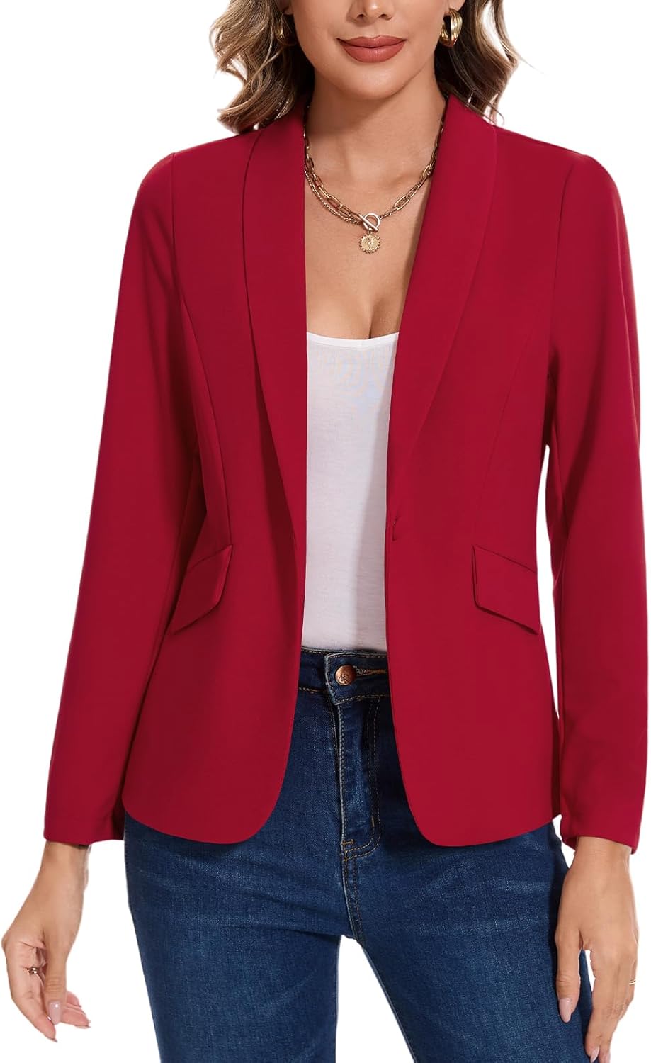 MINTLIMIT Women’s Long Sleeve Work Casual Blazer Shawl Lapel Button Open Front Blazers Business Suit Jackets with Pockets