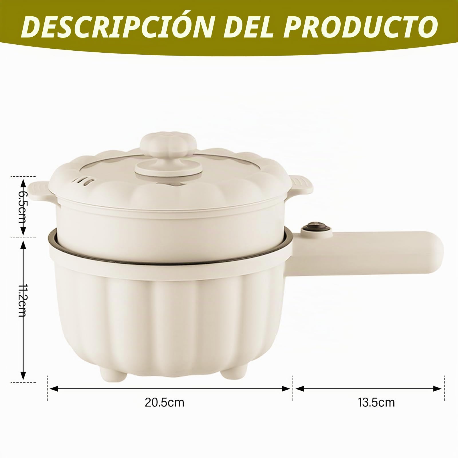 Olla eléctrica de 2 litros con vapor, olla caliente eléctrica, mini multicocina antiadherente, antiadherente mini sartén eléctrica, cocina ramen rápida para el hogar, oficina dormitorio