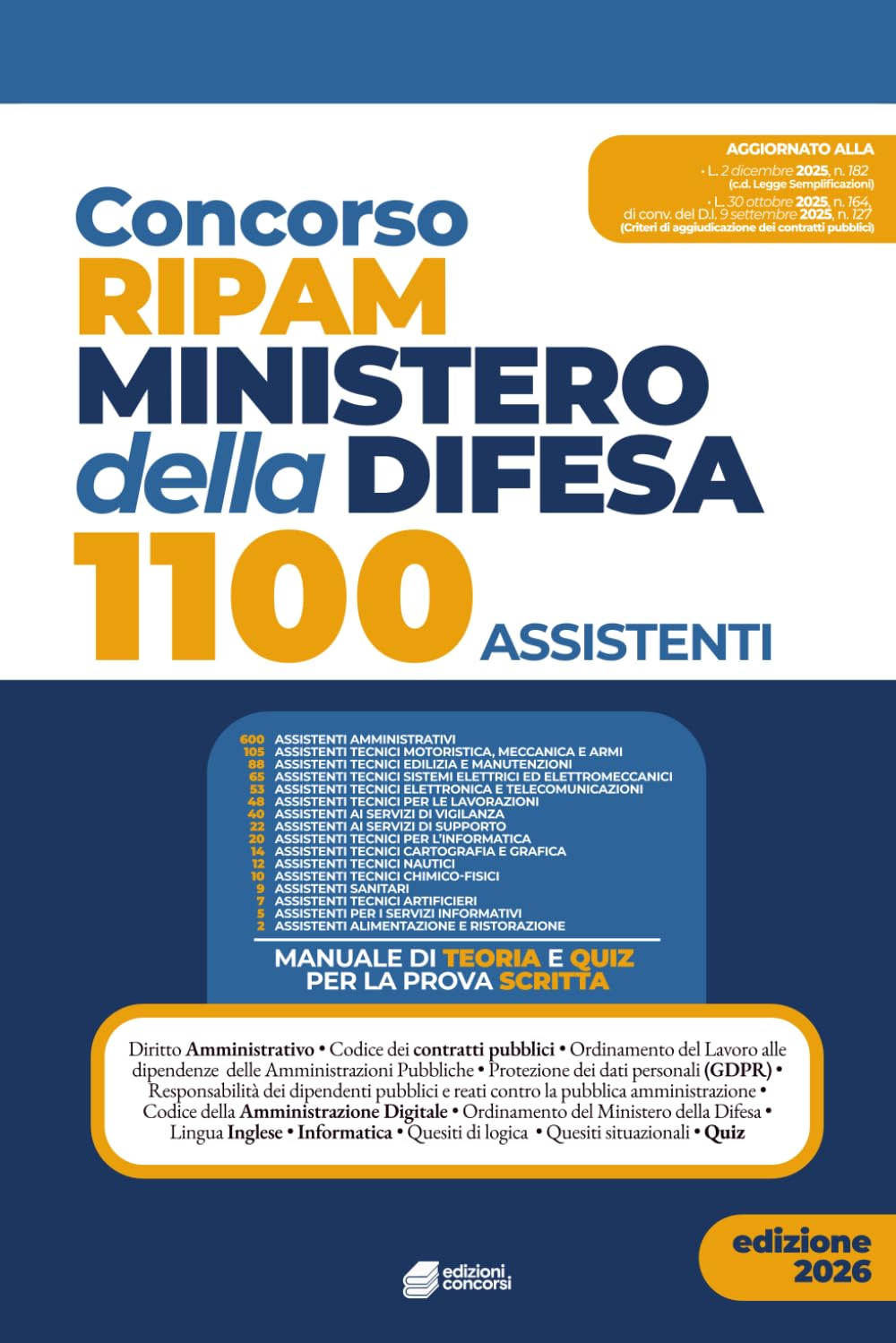 Concorso RIPAM Ministero della Difesa 1100 Assistenti: Manuale di teoria e quiz