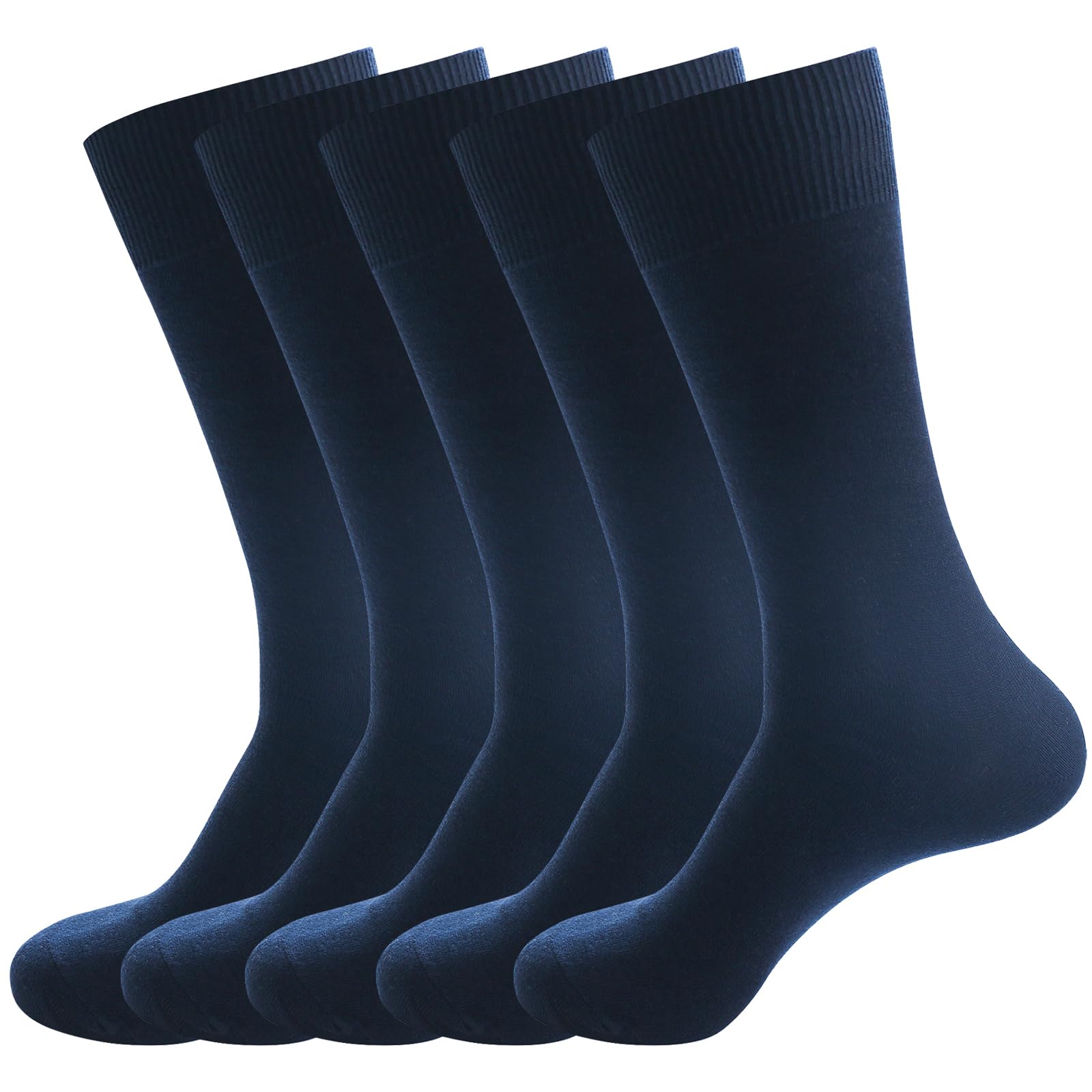 Men's Dress Socks 5 Pairs Mens Cotton Calf Business Formal Socks Soft Breathable Athletic Long Crew Casual Socks