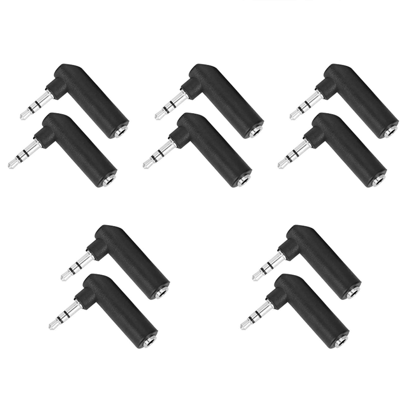 3.5mm Male to Female Adapter Connector, 10Pcs 90 Degree Right Angle Stereo Audio Adapter - Space Saving Design, Durable Copper Material, Ideal for Headphone and Earphone Use