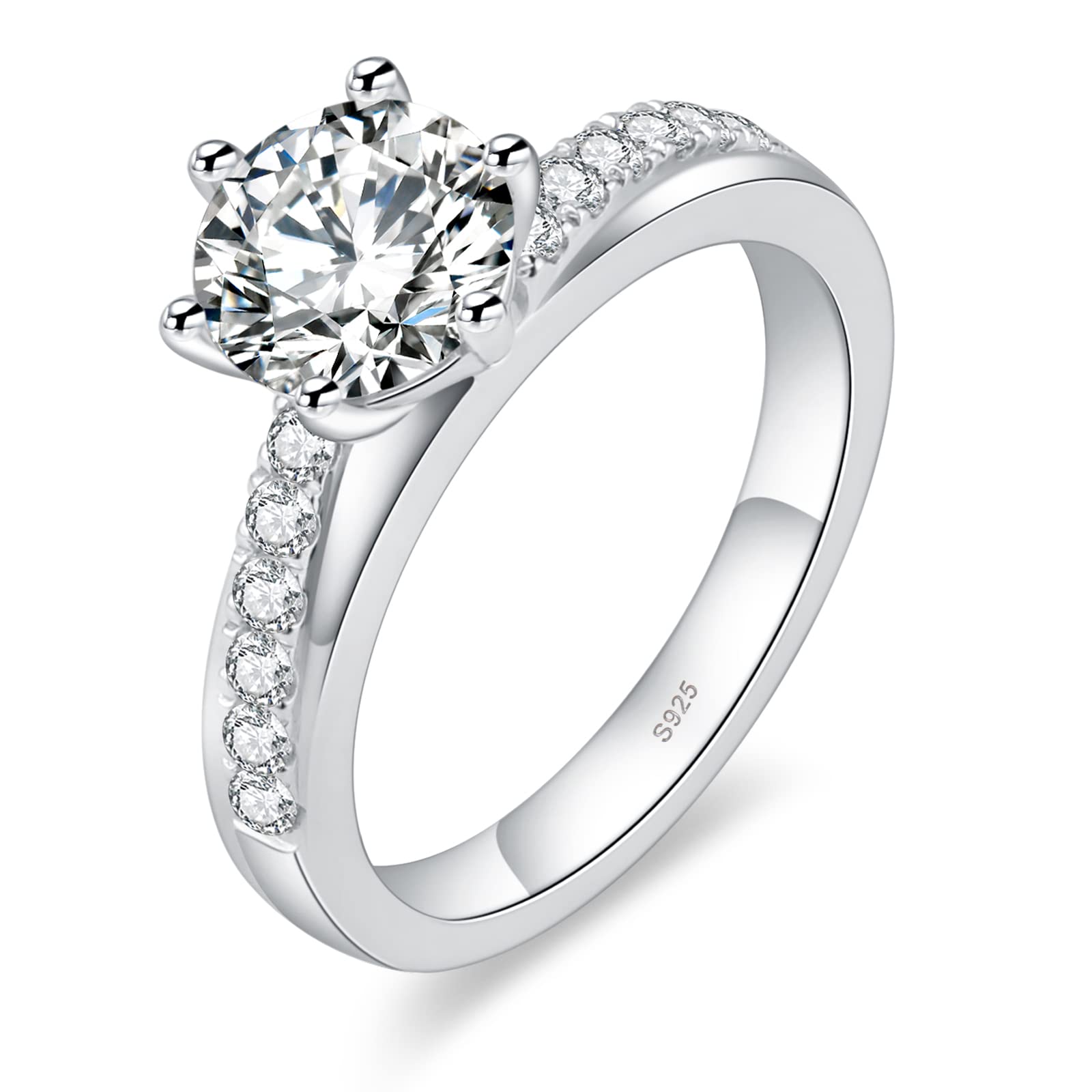 VAXOJEL Moissanite Solitaire Engagement Ring for Women 1.5ct-2ct Round Cut D Color VVS1 Lab Created Miossanite Wedding Band S925 Sterling Silver 18K