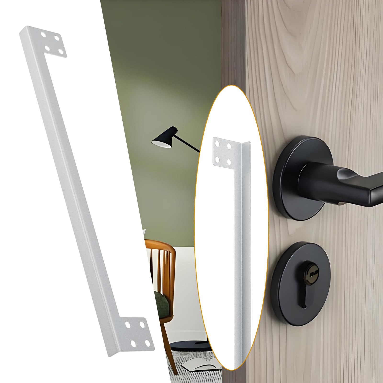 Briny River 2Pcs 11 Inch L-Shaped Security Reinforcement Striker Stainless Steel Door Latch Guard Plate with Srews for Hotel Toilet Bathroom 27.9x3.4x0.8cm - Image 3