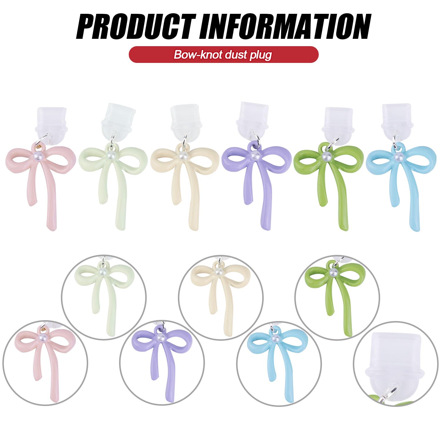 BOXOB 6 Sztuk Zatyczka Przeciwpyłowa USB C, Typ C Motylek Przeciwpyłowa Osłona Ochraniacz Portu Ładowania Zatyczka Przeciwpyłowa Kompatybilna z Kindle (2,6x2cm, 6 kolorów)