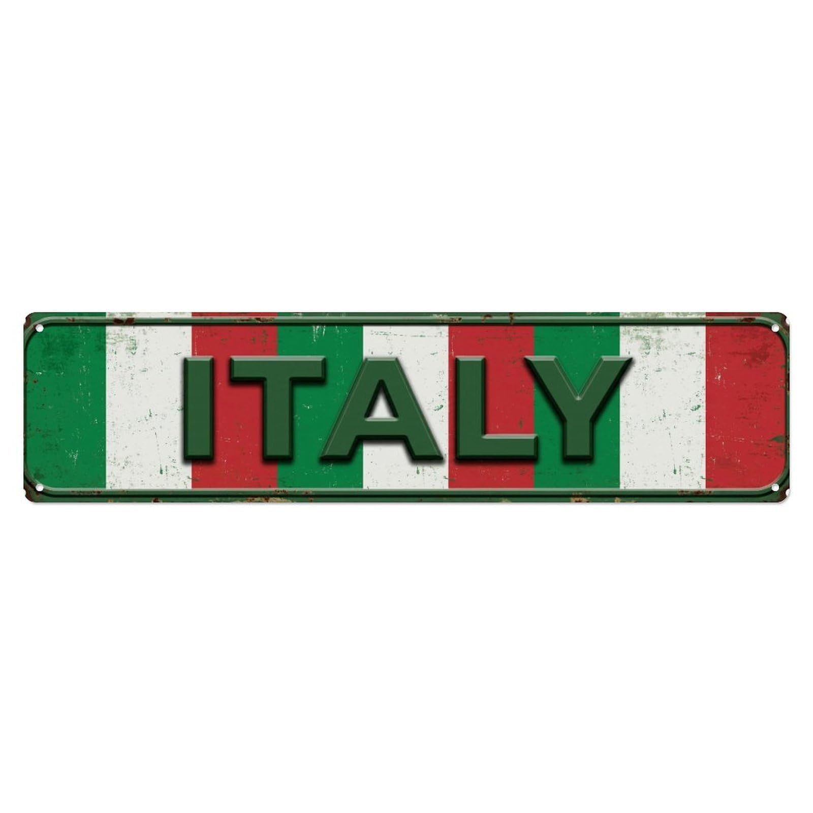 Metal Tin Sign Vintage Italy Flag Pattern
