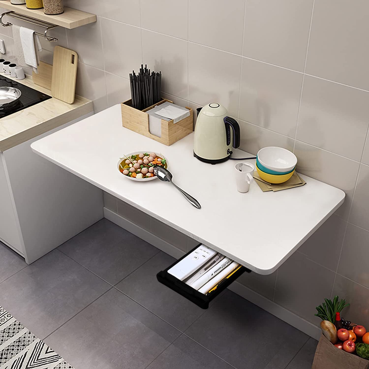 QARA Wooden 18 x 31.5 inches Wall Mouted Foldable Table Wall Mount