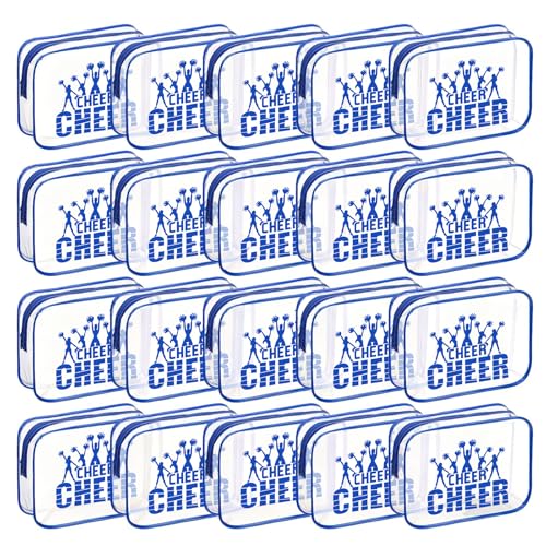 20 Pcs Cheer Goodie Bags Cheer Snack Bags for Team 7 X 5  Pvc Cheerleader Gifts Bulk Waterproof Portable Cheerleader Tote Cheerleading Travel Duffel Packet for Teammate Party Party Supplly(Blue)