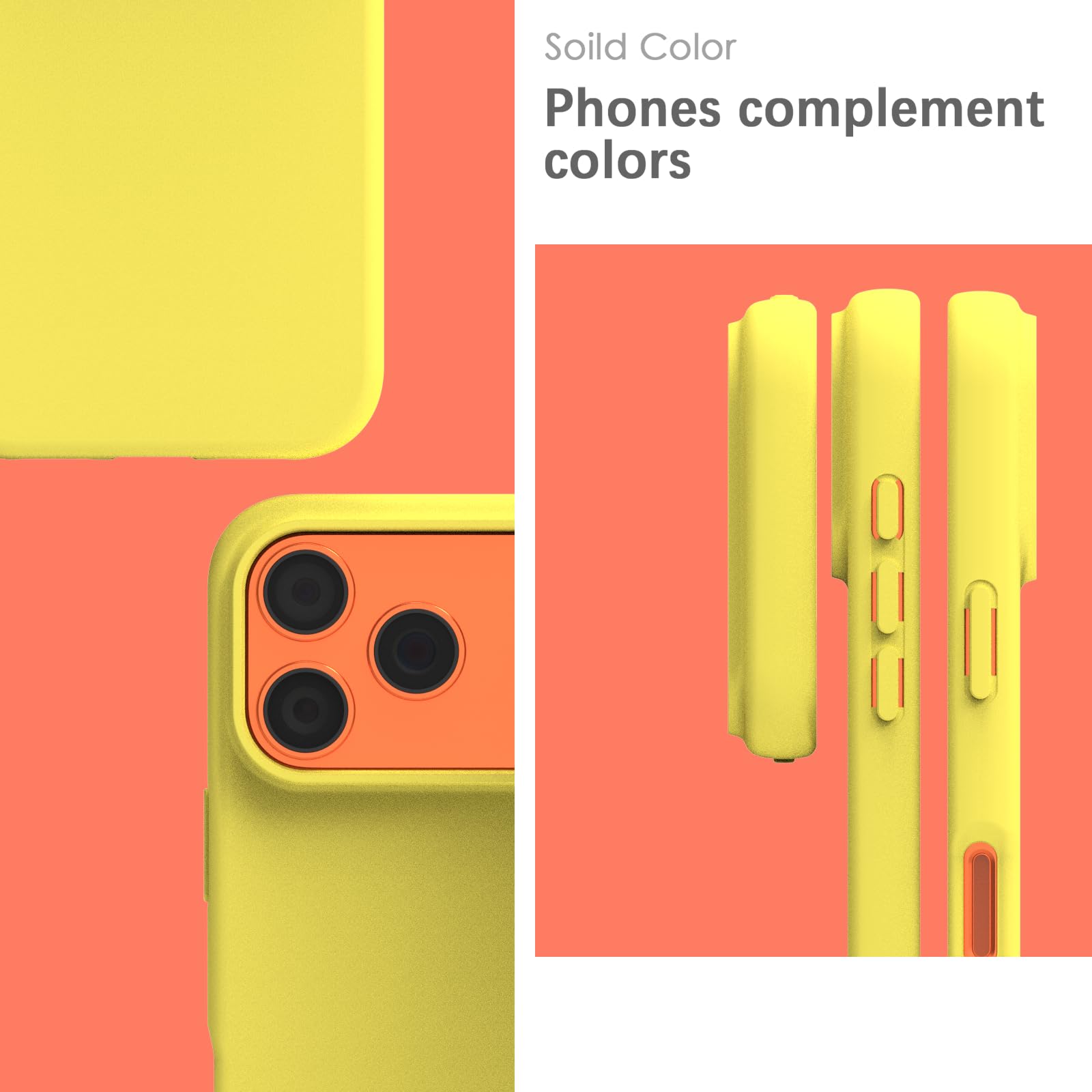 YATWIN Silicone Case for iPhone 17 Pro Max, Soft-Touch, Shockproof, DustProof, Antiskid Phone Cover for Apple iPhone 17 Pro Max - Yellow — Amazon image 3