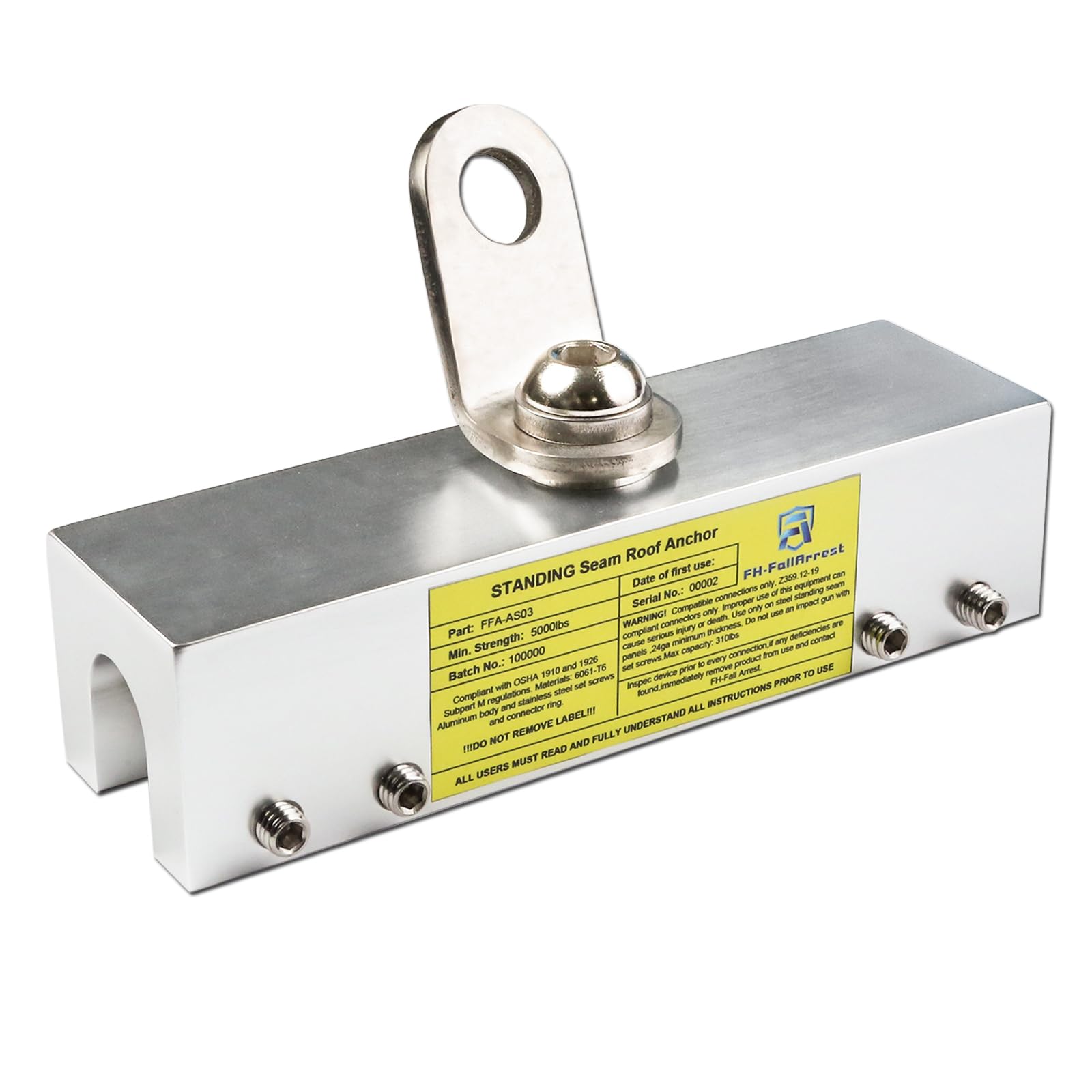 Abrazadera de anclaje de techo con costura de pie de protección contra caídas con punto giratorio de 360° | Kit de seguridad de arnés de techo de detención de caídas | Anclaje de aleación de aluminio